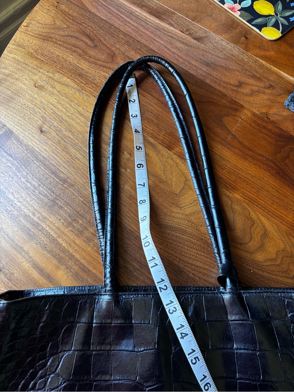 Furla Black Croc-Embossed Leather Tote with Silver Charm - Picture 12 of 12